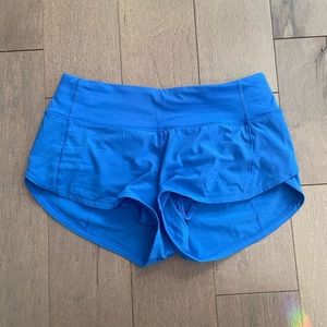 Lululemon Speed Up Low Rise Shorts Size 2 Bright Blue